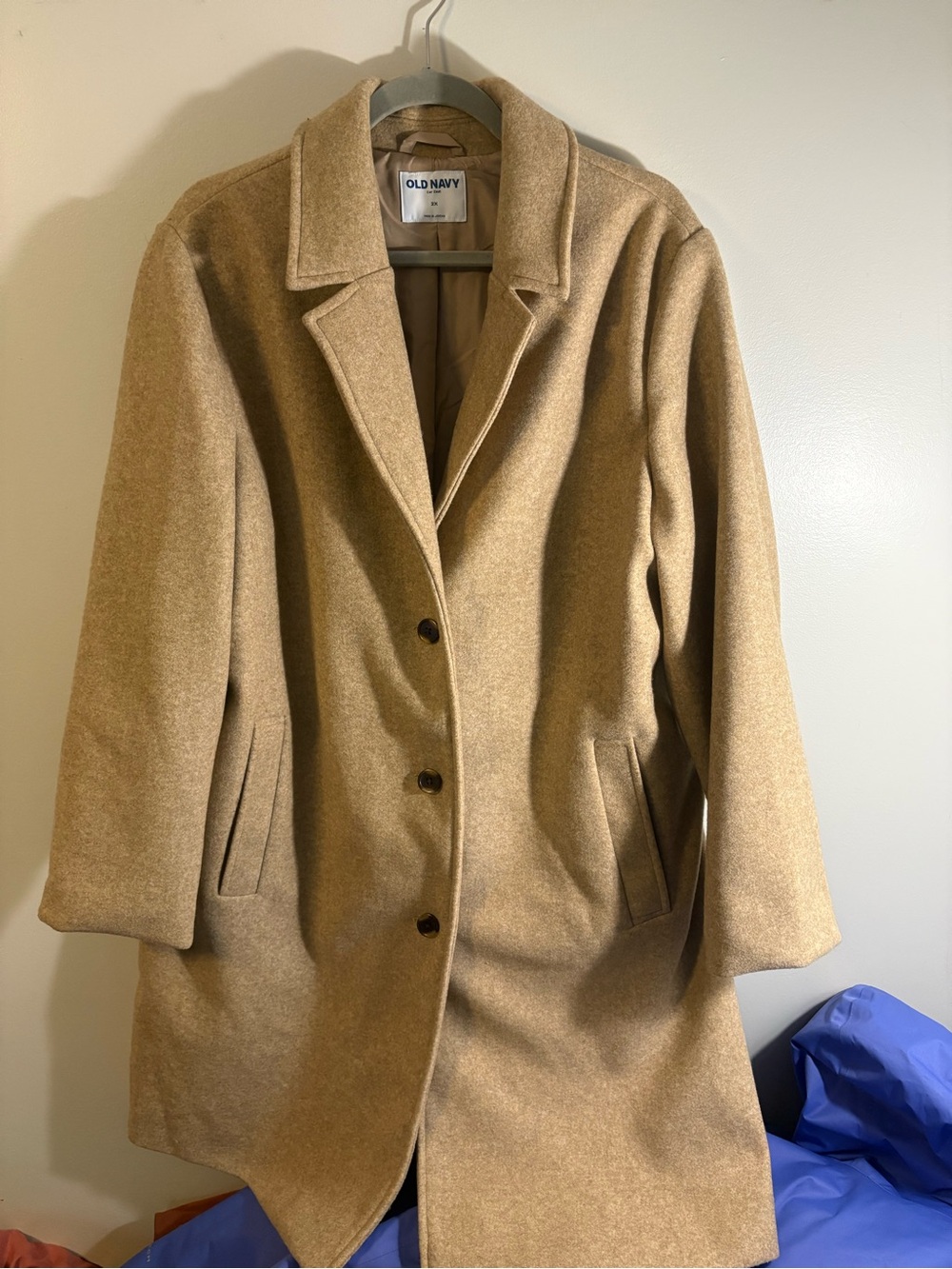 Old Navy Camel/Tan Wool-Blend Pea Coat